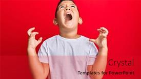  Presentation with frustration - Amazing slide deck having little-boy-hispanic-kid-wearing backdrop and a crimson colored foreground
