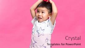  Presentation with naughty boy - Slide deck consisting of little-boy-holding-a-dumbbell background and a coral colored foreground