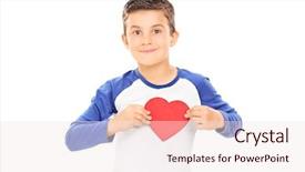  Presentation with cute flower heart - Theme having little boy holding a heart background and a sky blue colored foreground