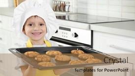  Presentation with cookies and biscuits - Presentation theme having little-boy-holding-biscuits background and a  colored foreground