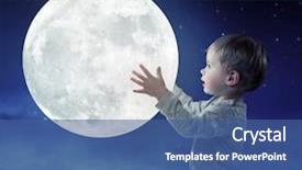  Presentation with moon - Slide deck with littlehuman - little boy holding the moon background and a ocean colored foreground