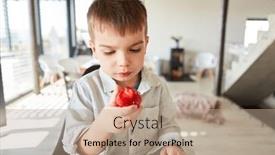  Presentation with strawberry - Presentation theme with little-boy-holds-a-fresh background and a coral colored foreground