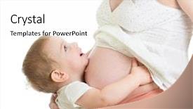  Presentation with pregnant mother - Colorful presentation enhanced with little boy hugging pregnant mother's belly and looking up backdrop and a white colored foreground