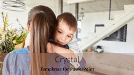  Presentation with birthday boy - Presentation theme having little-boy-hugs-his-mother background and a  colored foreground