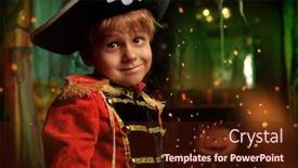  Presentation with pirate - Audience pleasing presentation design consisting of little boy in a costume of pirate at a halloween party halloween decorations of an old castle backdrop and a wine colored foreground