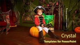  Presentation with pirate - Presentation design consisting of little-boy-in-a-costume background and a tawny brown colored foreground