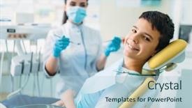  Presentation with veterinary dental - PPT layouts with little boy in a dental background and a light blue colored foreground
