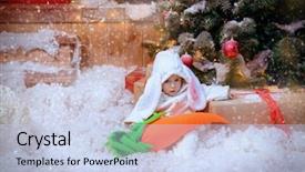  Presentation with miracle - Slides enhanced with little boy in a rabbit background and a light blue colored foreground