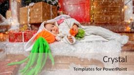  Presentation with christmas magic - Colorful slides enhanced with little boy in a rabbit backdrop and a soft green colored foreground