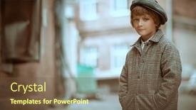  Presentation with street children - Presentation theme having little-boy-in-a-retro background and a tawny brown colored foreground