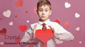  Presentation with mothers day - PPT theme featuring little-boy-in-a-white background and a coral colored foreground