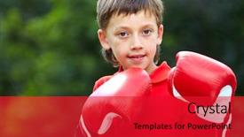  Presentation with boxing - Colorful PPT theme enhanced with little boy in boxing backdrop and a red colored foreground