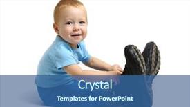  Presentation with manufacture shoes - Amazing PPT layouts having little boy in father's shoes backdrop and a ocean colored foreground