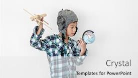  Presentation with pilot - Beautiful presentation theme featuring little-boy-in-pilot-hat backdrop and a white colored foreground