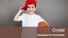  Presentation with red grey - Presentation theme enhanced with little boy in red cap background and a tawny brown colored foreground