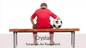  Presentation with sad - Audience pleasing PPT layouts consisting of little boy in red soccer backdrop and a soft green colored foreground