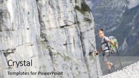  Presentation with mountain view california - Beautiful PPT layouts featuring little boy in the mountain backdrop and a light gray colored foreground