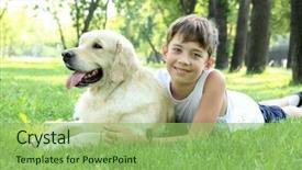  Presentation with dog park animal jack - Amazing slides having little boy in the park backdrop and a seafoam green colored foreground