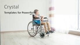  Presentation with wheelchair - Colorful presentation enhanced with little boy in wheelchair indoors backdrop and a light gray colored foreground