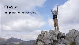  Presentation with mountain climbing - Slide deck having little boy is climbing background and a light blue colored foreground