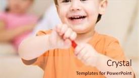  Presentation with crayon - Audience pleasing presentation consisting of little boy is drawing on white paper using crayon his sister sits behind him backdrop and a lemonade colored foreground