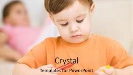  Presentation with crayon - PPT layouts featuring little boy is drawing on white paper using crayon his sister sits behind him background and a coral colored foreground