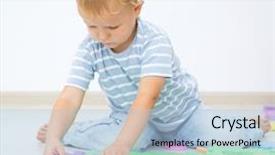  Presentation with puzzle pieces coming together - Cool new slides with little boy is putting together backdrop and a light blue colored foreground