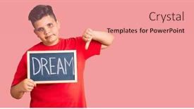  Presentation with angry kid - Beautiful slides featuring little-boy-kid-holding-blackboard backdrop and a coral colored foreground