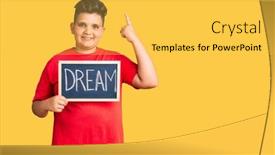  Presentation with question word - Slide deck enhanced with little-boy-kid-holding-blackboard background and a yellow colored foreground
