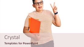  Presentation with book glasses - Audience pleasing presentation theme consisting of little-boy-kid-holding-book backdrop and a lemonade colored foreground