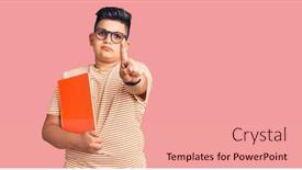  Presentation with angry kid - Cool new PPT theme with little-boy-kid-holding-book backdrop and a coral colored foreground