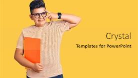  Presentation with book glasses - PPT layouts featuring little-boy-kid-holding-book background and a yellow colored foreground