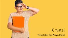  Presentation with book glasses - Colorful theme enhanced with little-boy-kid-holding-book backdrop and a yellow colored foreground