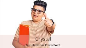  Presentation with book glasses - Beautiful slide deck featuring little-boy-kid-holding-book backdrop and a coral colored foreground