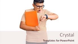  Presentation with book glasses - Beautiful slide deck featuring little-boy-kid-holding-book backdrop and a lemonade colored foreground