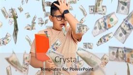  Presentation with memory book - PPT theme having little-boy-kid-holding-book background and a coral colored foreground