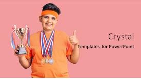  Presentation with champion - Presentation with little-boy-kid-holding-champion background and a coral colored foreground