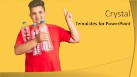  Presentation with plastic recycling - Theme having little-boy-kid-holding-recycling background and a yellow colored foreground