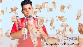  Presentation with plastic recycling - Amazing slide set having little-boy-kid-holding-recycling backdrop and a lemonade colored foreground