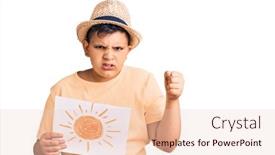  Presentation with anger kid - Amazing slide set having little-boy-kid-holding-sun backdrop and a lemonade colored foreground