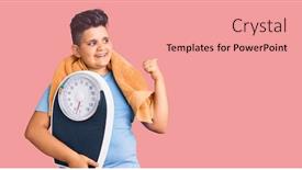  Presentation with weight loss - Cool new presentation theme with little-boy-kid-holding-weight backdrop and a coral colored foreground