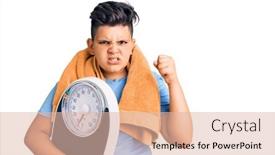  Presentation with anger kid - PPT theme having little-boy-kid-holding-weight background and a lemonade colored foreground