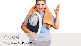  Presentation with weight loss - Colorful slides enhanced with little-boy-kid-holding-weight backdrop and a light gray colored foreground