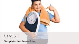  Presentation with loss - Colorful slides enhanced with little-boy-kid-holding-weight backdrop and a light gray colored foreground