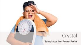  Presentation with weight loss - PPT layouts enhanced with little-boy-kid-holding-weight background and a sky blue colored foreground