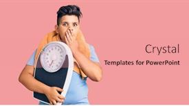  Presentation with loss - Audience pleasing PPT theme consisting of little-boy-kid-holding-weight backdrop and a coral colored foreground