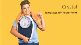  Presentation with loss - Audience pleasing slide deck consisting of little-boy-kid-holding-weight backdrop and a yellow colored foreground