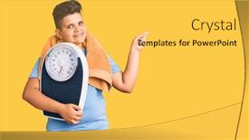  Presentation with weight loss - Presentation design with little-boy-kid-holding-weight background and a yellow colored foreground