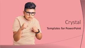  Presentation with angry kid - Presentation design consisting of little-boy-kid-wearing-casual background and a coral colored foreground