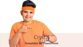  Presentation with angry kid - Cool new presentation theme with little-boy-kid-wearing-sportswear backdrop and a coral colored foreground